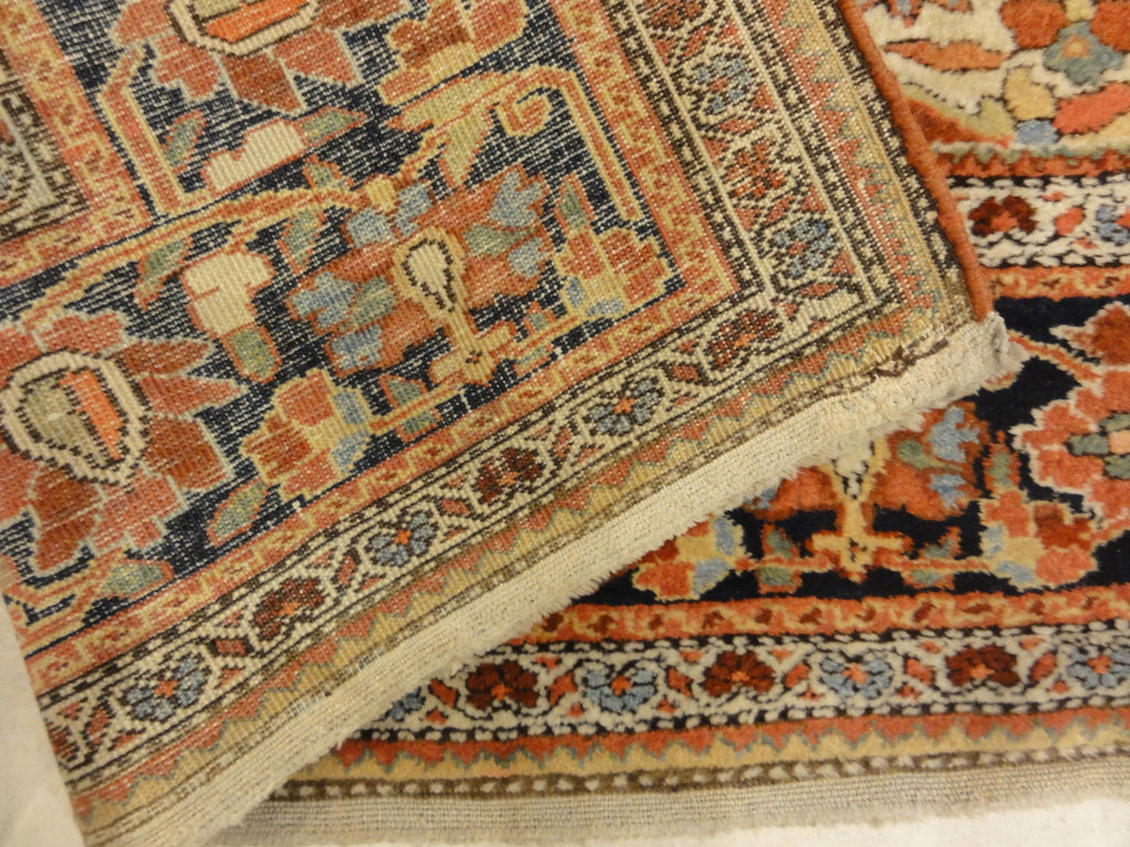 Rare Antique Fine Farahan Circa 1870. A piece of genuine authentic woven carpet art sold by the Santa Barbara Design Center, Rugs and More.