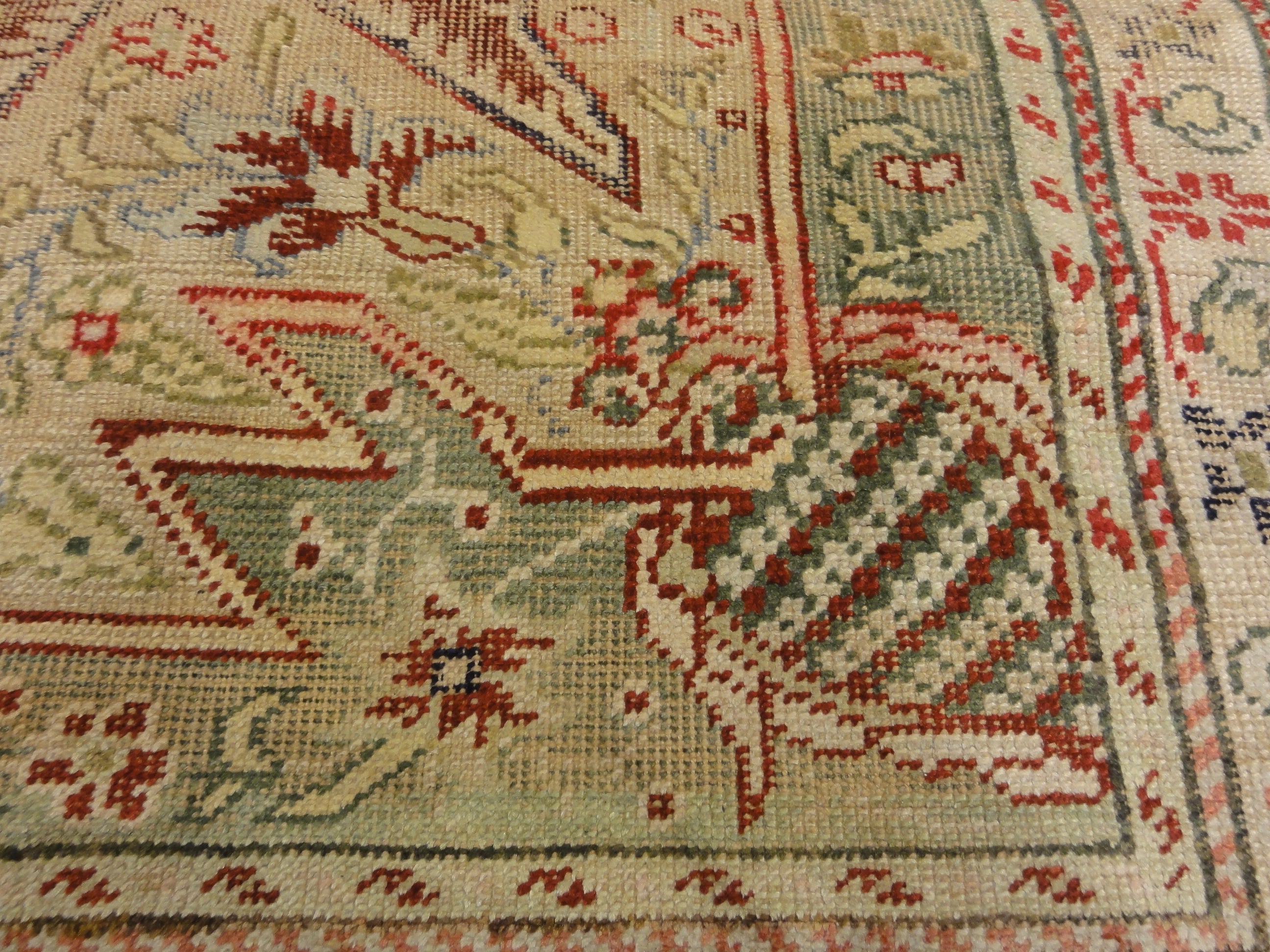 Antique Silk Turkish Kaysari Rug . A piece of genuine, woven carpet art sold by the Santa Barbara Design Center, Rugs and More.