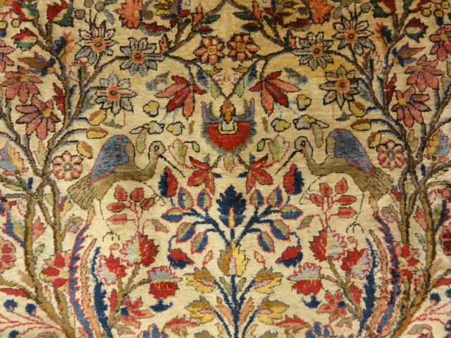 Fine Antique Silk Persian Kashan Tree of Life Rug 30103