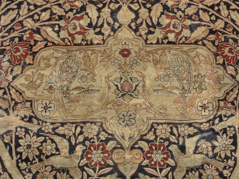 28271 Rare important Kermanshah in a Safavid Design with Garden of Paradise and wild animls and Mythical creatures and dragons. woven ca.1850 or earlier