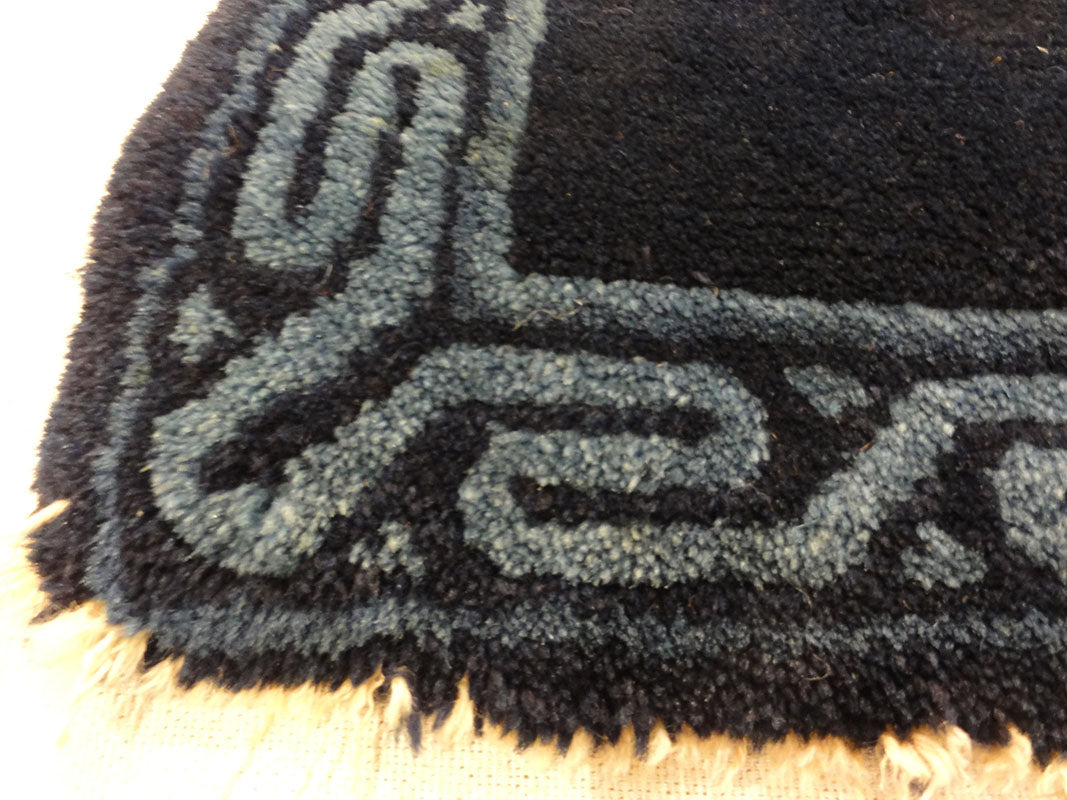 Antique Chinese Chair Cover Natural Dyed Wool. A piece of handmade antique natural dyed woven carpet art sold by Santa Barbara Design Center Rugs and More.