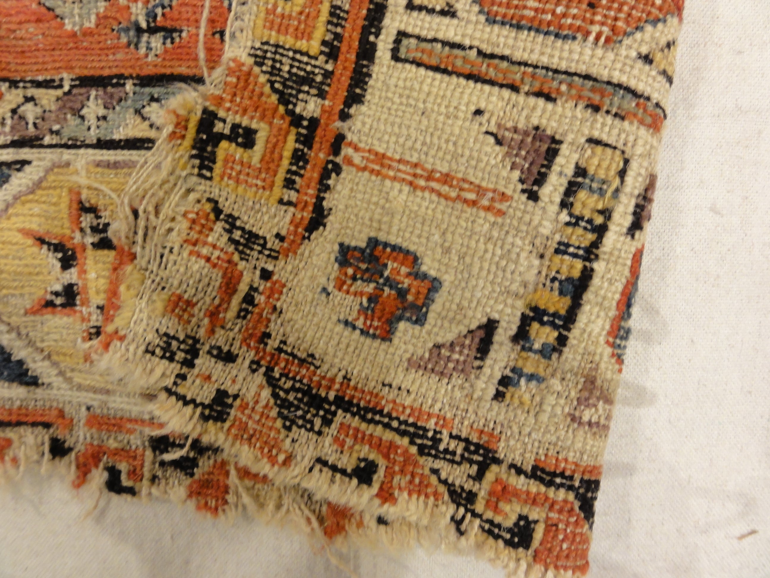 Antique Rare Size and Design Soumak Rug. A piece of genuine antique woven carpet art sold by the Santa Barbara Design Center, Rugs and More.