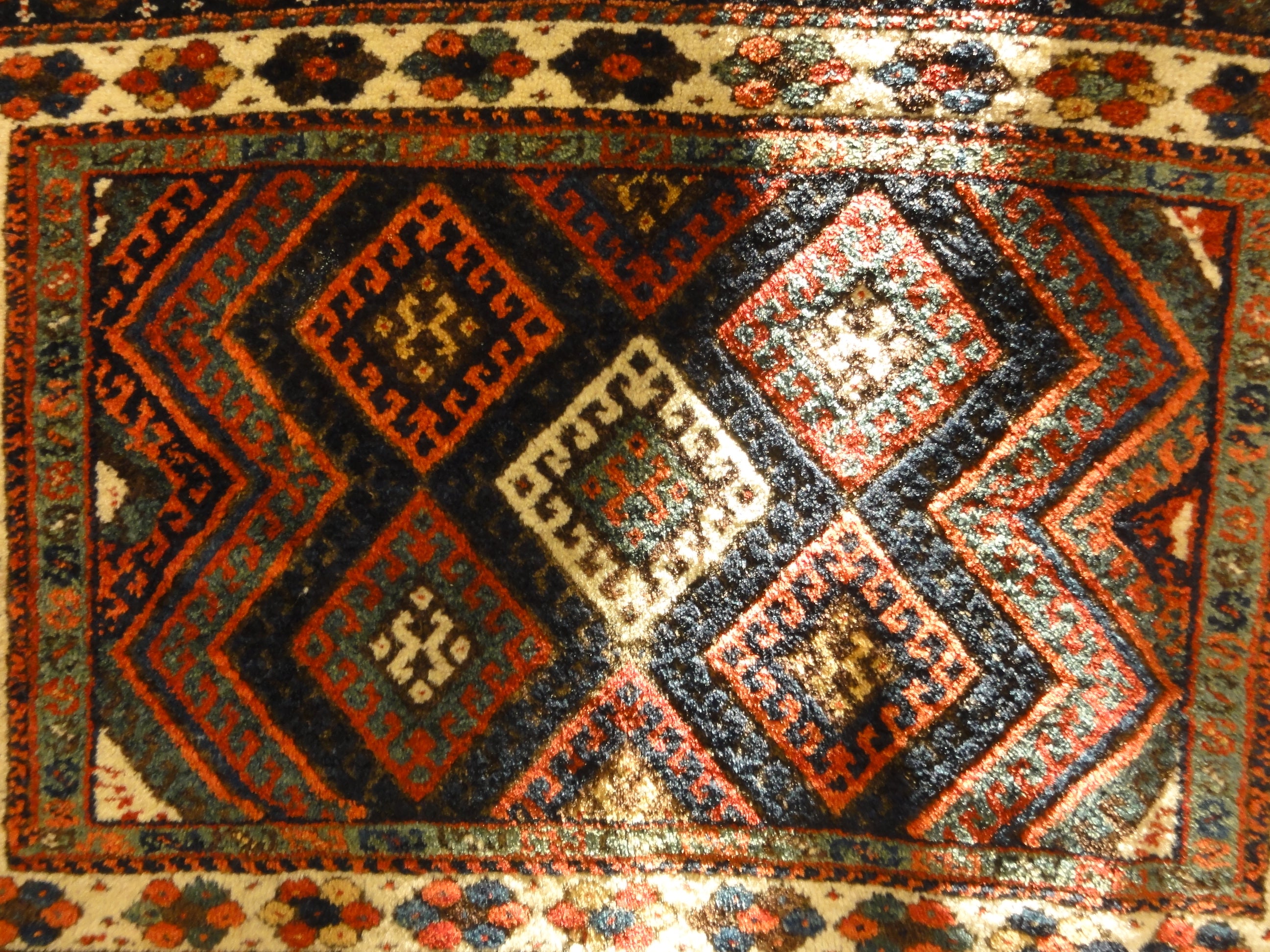 Antique Jaf Kurd Rug Circa 1870. A piece of genuine antique woven carpet art sold by the Santa Barbara Design Center, Rugs and More.
