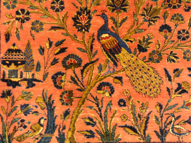 Antique Sultan's Head Silk Meditation Rug: Garden Of Paradise